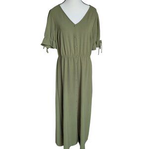 Naif Olive Green Button-Front Maxi Dress – Size L